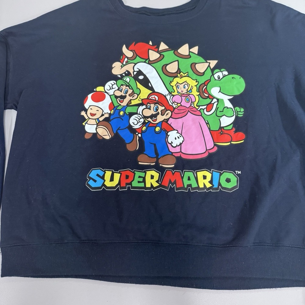 Mario Bros Crew Neck Sweater Black Size L Mens - Picture 2 of 6